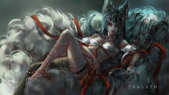 Обои на рабочий стол Ари / Ahri персонаж из видеоигры Лига Легенд / League of Legends, by Gavaath