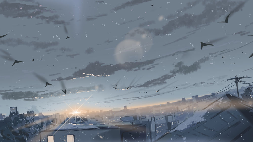 Обои для рабочего стола Пейзаж зимнего рассвета солнца над городом, by Samuel-One