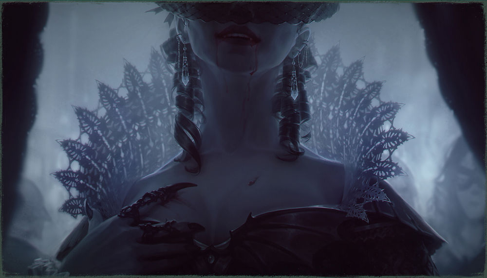 Обои для рабочего стола Девушка-вампир, digital art by Alexader Leskinen