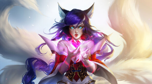 Обои на рабочий стол Ahri / Ари из игры League of Legends / Лига Легенд, by Darya Kozhemyakina