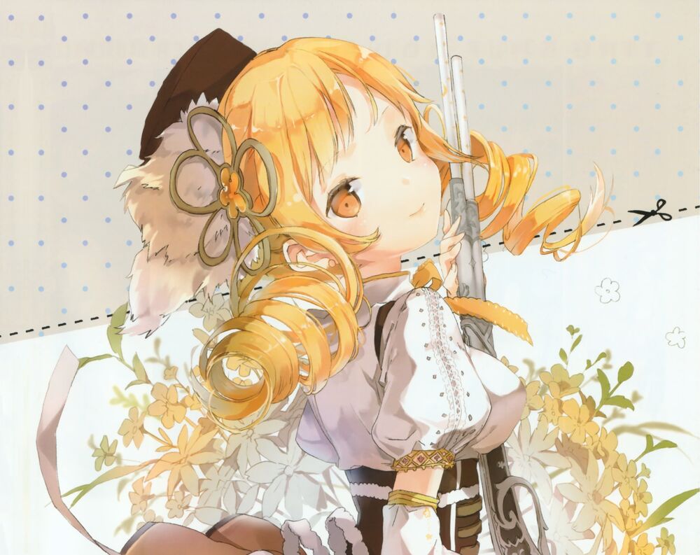 Обои на рабочий стол Мами Томоэ / Mami Tomoe из аниме Девочка-Волшебница  Мадока Магика / Mahou Shoujo Madoka Magica, by Anmi, обои для рабочего  стола, скачать обои, обои бесплатно