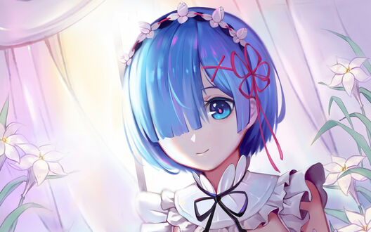 Обои на рабочий стол Rem / Рем из аниме Re:Zero kara Hajimeru Isekai Seikatsu / Re:Zero. Жизнь с нуля в альтернативном мире