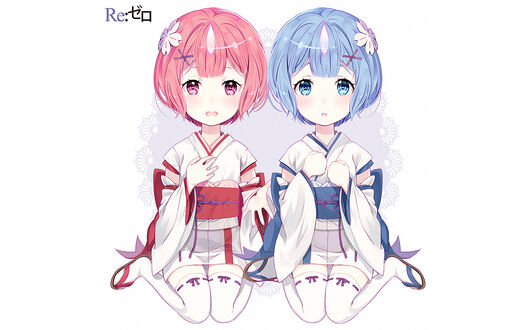 Обои на рабочий стол Rem / Рем и Ram / Рам из аниме Re:Zero kara Hajimeru Isekai Seikatsu / Re:Zero. Жизнь с нуля в альтернативном мире