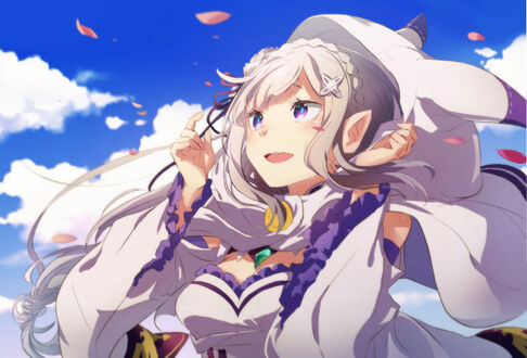 Обои на рабочий стол Emilia / Эмилия из аниме Re:Zero kara Hajimeru Isekai Seikatsu / Re:Zero. Жизнь с нуля в альтернативном мире