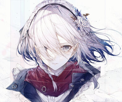 Обои на рабочий стол Izayoi Sakuya / Изаеи Сакуя на белом фоне, персонаж из серии компьютерных игр Touhou Project / «Проект «Восток», art by Hito Komoru