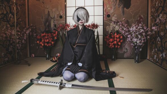 Обои на рабочий стол Косплей YoRHa №2 тип B из видеоигры NieR: Automata