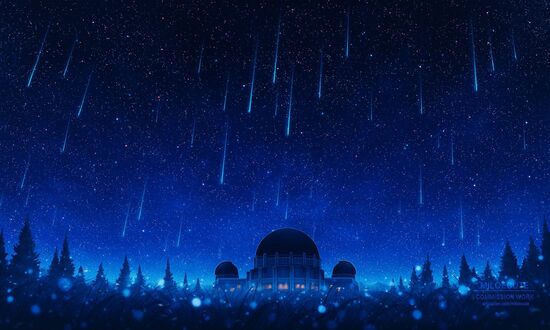 Обои на рабочий стол Здание под звездным небом, by miloecute