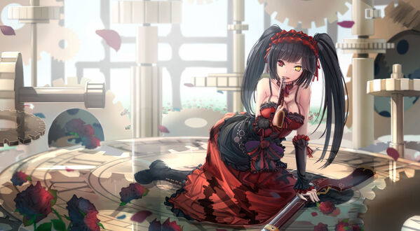 Обои на рабочий стол Kurumi Tokisaki / Куруми Токисаки из аниме Date A Live / Рандеву с жизнью