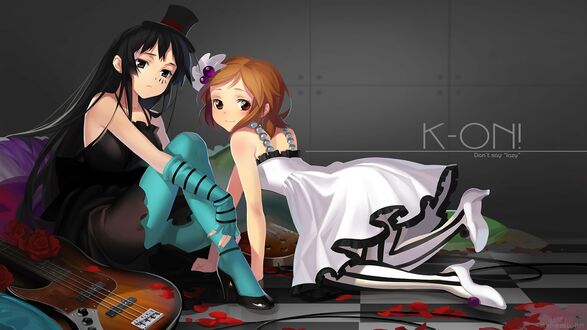 Обои на рабочий стол Mio Akiyama / Мио Акияма и Yui Hirasawa / Юи Хирасава из аниме K-On!/Кэйон!