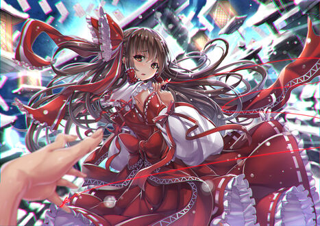 Обои на рабочий стол Reimu Hakurei / Рейму Хакурей из игры Touhou Project / Проект Восток / Тохо