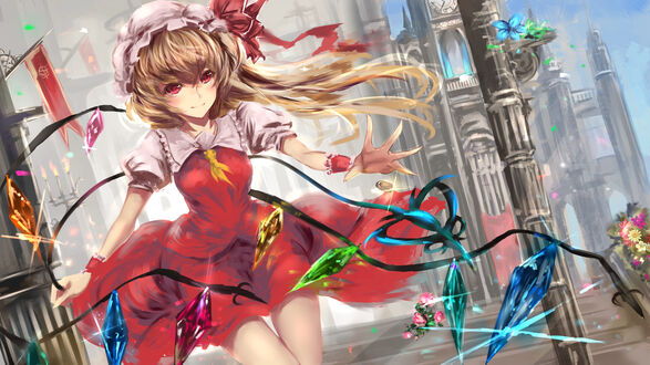 Обои на рабочий стол Flandre Scarlet / Фландр Скарлет из аниме и игры Touhou Project / Тохо