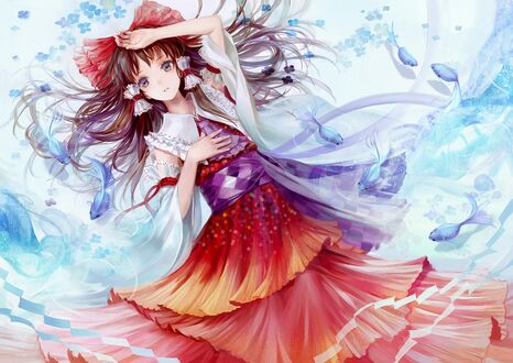 Обои на рабочий стол Reimu Hakurei / Рейму Хакурей из игры и аниме Touhou Project / Проект Восток / Тохо