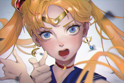 Обои на рабочий стол Usagi Tsukino / Усаги Цукино из аниме Sailor Moon / Сейлор Мун
