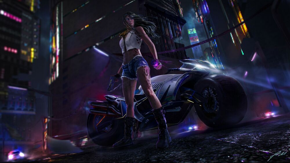 РњРѕС‚РѕС†РёРєР»С‹ Cyberpunk 2077 РЅРµРѕРЅ