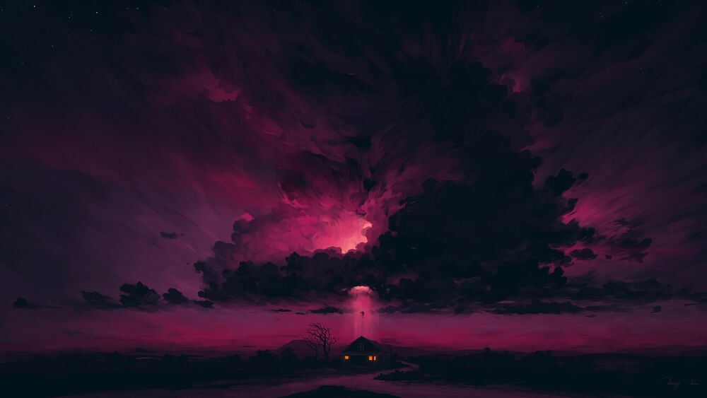 Обои для рабочего стола Ночное пришествие инопланетян, digital art by BisBiswas