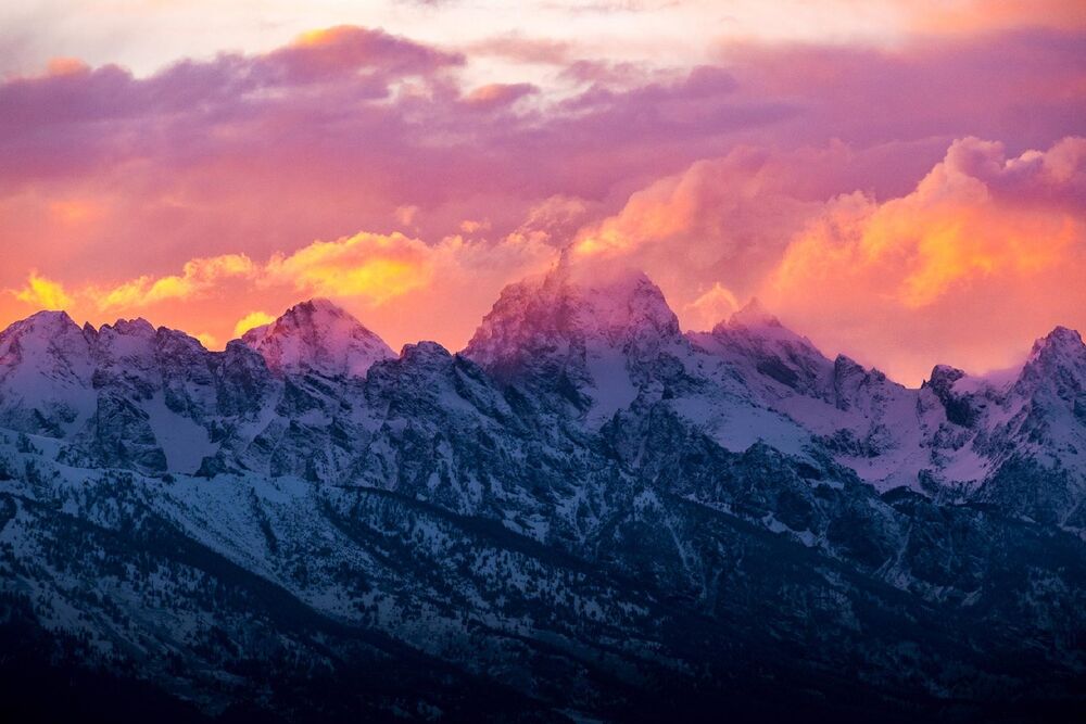 Обои для рабочего стола Вид на горы в Grand Teton National Park / национальном парке Гранд-Тетон, США