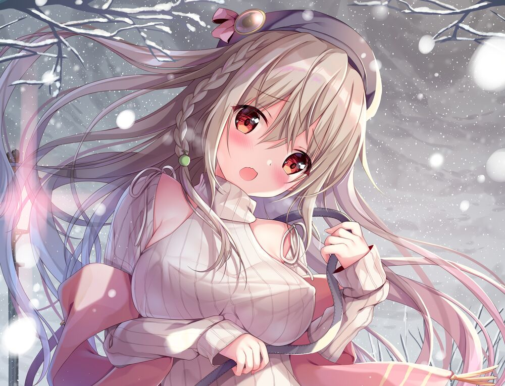 Обои для рабочего стола Maeda Shiori одетая не по сезону стоит на улице в заснеженную погоду, оригинальный персонаж by Sousouman
