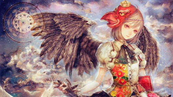 Обои на рабочий стол Aya Shameimaru / Ая Шамеймару, персонаж из аниме Touhou / Тохо, by Yogisya