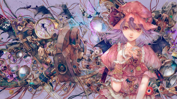 Обои на рабочий стол Remilia Scarlet / Ремилия Скарлет, персонаж из аниме Touhou / Тохо, by Yogisya