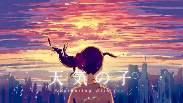 Обои на рабочий стол Хина Амано / Hina Amano из аниме из аниме Дитя погоды / Tenki no Ko, by Fangpeii