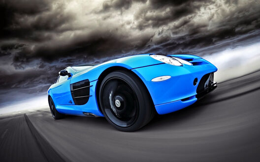Обои на рабочий стол Голубой спортивный автомобиль