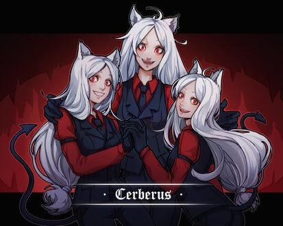 Обои на рабочий стол Cerberus / Цербер из игры Helltaker