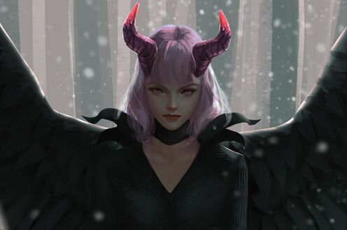 Обои на рабочий стол Maleficent / Малефисента, арт к фильму Maleficent: Mistress of Evil / Малефисента: Владычица тьмы, by zii xd