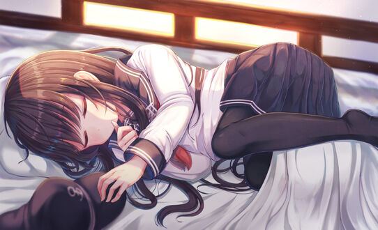 Обои на рабочий стол Akatsuki / Акацуки из аниме Kantai Collection: KanColle / Флотская коллекция