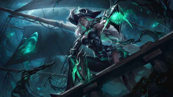 Обои на рабочий стол Мисс Фортуна / Miss Fortune из игры Лига Легенд / League of Legends