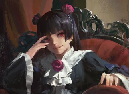 Обои на рабочий стол Gokou Ruri / Рури Гоко, персонаж из аниме OreImo сидит в кресле