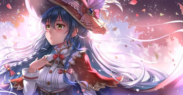 Обои на рабочий стол Umi Sonoda / Уми Сонода персонаж из мультимедийного проекта Love Live! School Idol Project / Живая любовь! Проект «Школьный идол», art by Miazi