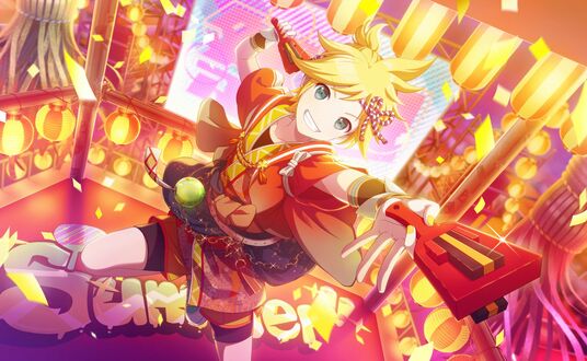 Обои на рабочий стол Vocaloid Kagamine Len / Вокалоид Кгамине Лен из игры Project Sekai Colorful Stage! feat. Hatsune Miku