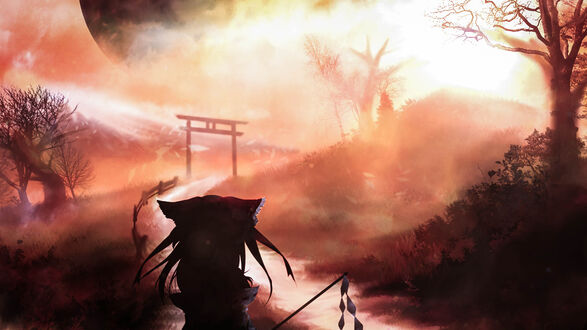 Обои на рабочий стол Reimu Hakurei / Рейму Хакурей из игры Проект Восток / Touhou Project, by Akyuun
