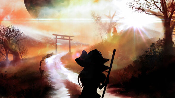 Обои на рабочий стол Marisa Kirisame / Мариса Кирисаме из игры Проект Восток / Touhou Project, by Akyuun