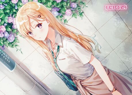 Обои на рабочий стол Saki Ayase стоит у забора, персонаж из веб новеллы Gimai Seikatsu / Living with my sister / Жизнь с моей сводной сестрой, by Hiten Goane Ryu