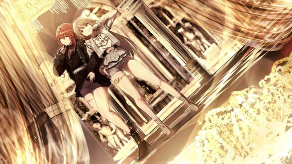 Обои на рабочий стол Девушки Nichika Nanakusa, Mikoto Aketa из аниме IDOLM@STER: Shiny Colors / Блестяще Цвета, by Misaki Nonaka