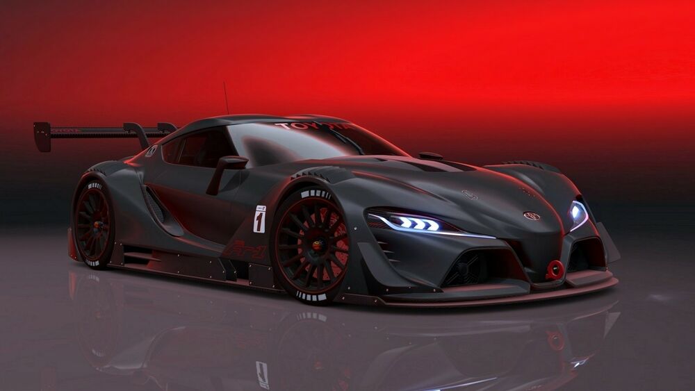 Обои для рабочего стола TOYOTA FT-1 Vision Gran Turismo на красном фоне