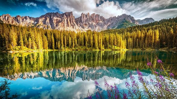 Обои на рабочий стол Озеро Карецца / Озеро Карецца (Carezza, Karersee), Италия
