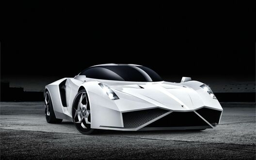 Обои на рабочий стол Белый Lamborghini Аventador спереди