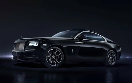 Обои на рабочий стол Черный Роллс-Ройс / Rolls-Royce Wraith на чером фоне