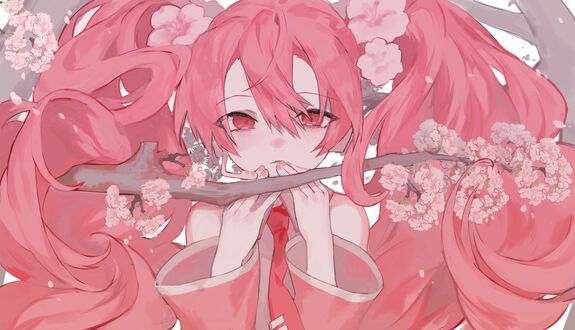 Обои на рабочий стол Vocaloid Hatsune Miku (Sakura Miku) / Вокалоид Хатсуне Мику (Сакура Мику)