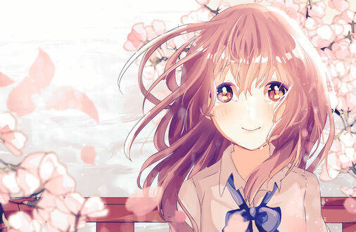 Обои на рабочий стол Shouko Nishimiya / Секо Нисимия из аниме Koe no Katachi / Форма голоса