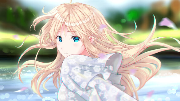 Обои на рабочий стол Violet Evergarden / Вайолет Эвергарден из аниме Violet Evergarden, art by Airjun