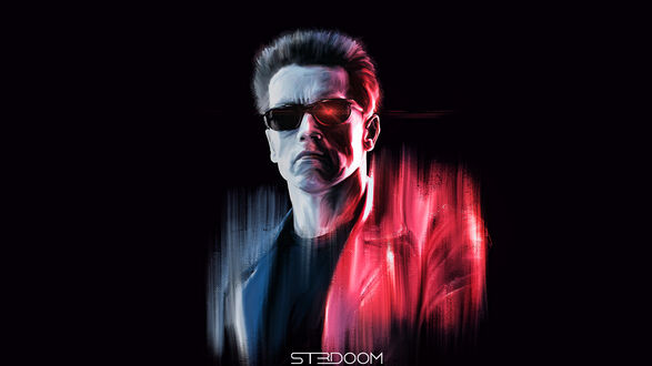 Обои на рабочий стол Арнольд Шварцнегер в фильме Терминатор / Terminator, фан арт by ST3DOOM