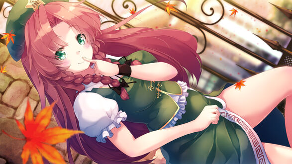 Обои на рабочий стол Hong Meiling / Хон Мейлин из серии компьютерных игр Touhou Project / Проект Восток