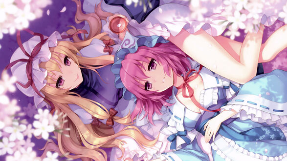 Обои на рабочий стол Yakumo Yukari и Yuyuko Saigyouji / Ююко Сайгедзи из аниме Touhou Niji Sousaku Doujin Anime: Musou Kakyou / Мечты летних дней
