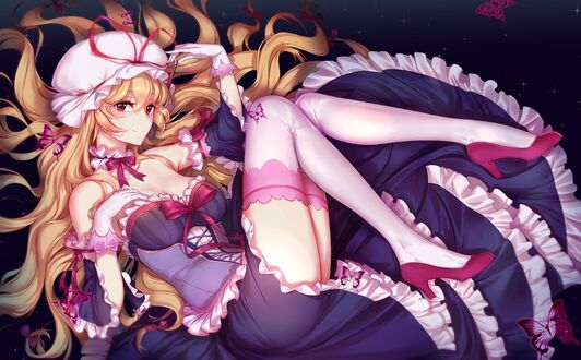 Обои на рабочий стол Yukari Yakumo / Юкари Якумо из серии компьютерных игр Тохо / Touhou Project