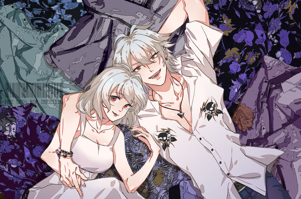 Обои для рабочего стола Саматоки Аохицуги / Samatoki Aohitsugi и Нэму Аохицуги / Nemu Aohitsugi из аниме Гипнотический микрофон: Рэп-баттл дивизионов / Hypnosis Mic: Division Rap Battle - Rhyme Anima