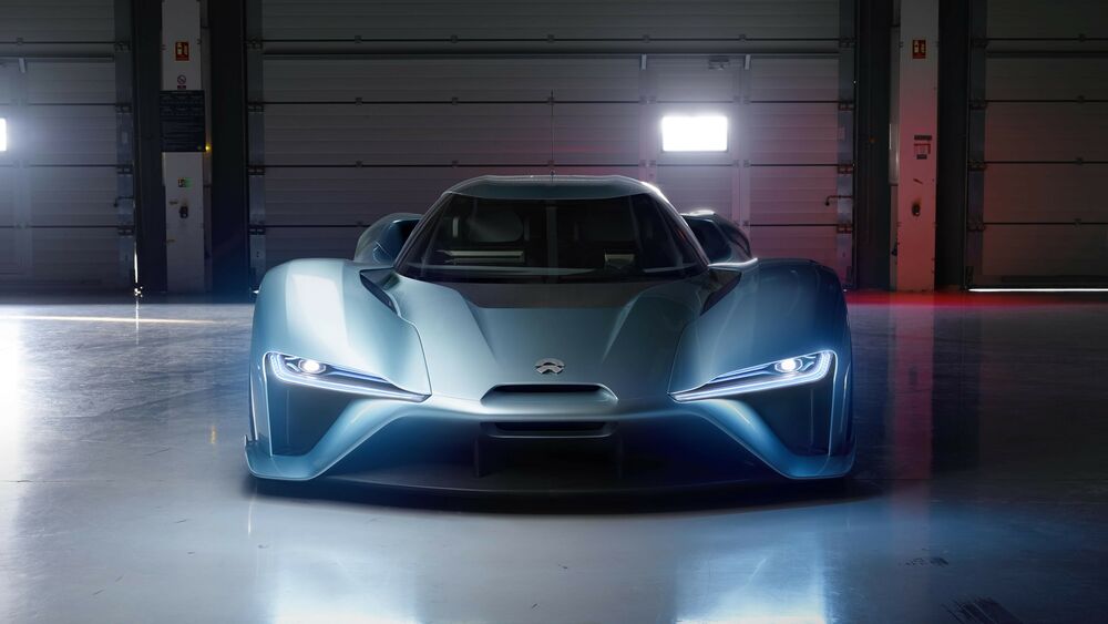 Обои для рабочего стола Голубой Nextev NIO EP9 в ангаре