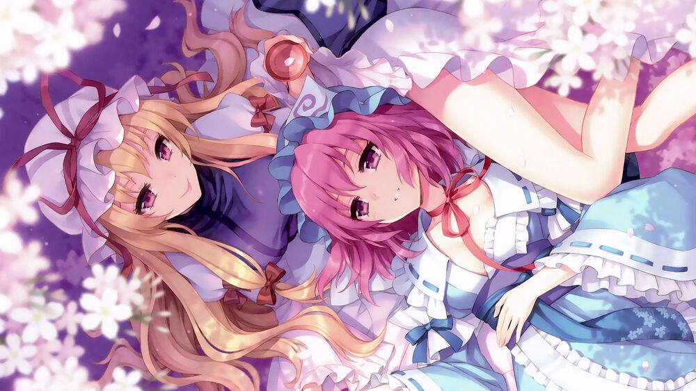 Обои для рабочего стола Yakumo Yukari и Yuyuko Saigyouji / Ююко Сайгедзи из аниме Touhou Niji Sousaku Doujin Anime: Musou Kakyou / Мечты летних дней